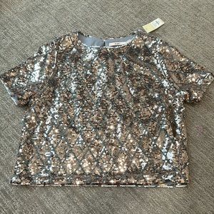 Miami brand cropped sequin blush colored blouse. Never worn. Size medium